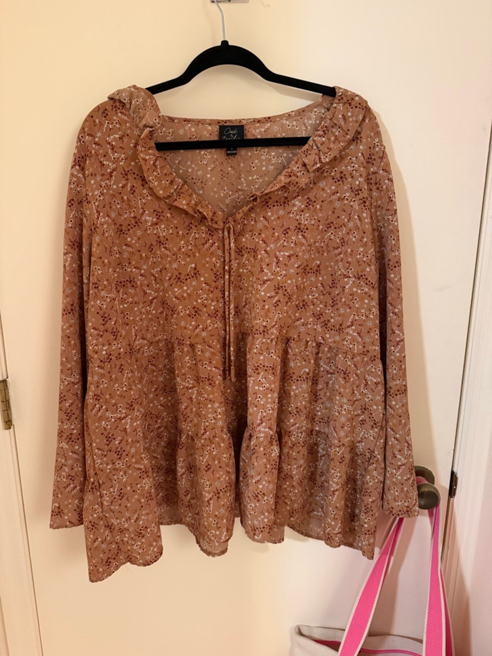 Floral Ruffle Peasant Top in Dusty Rose